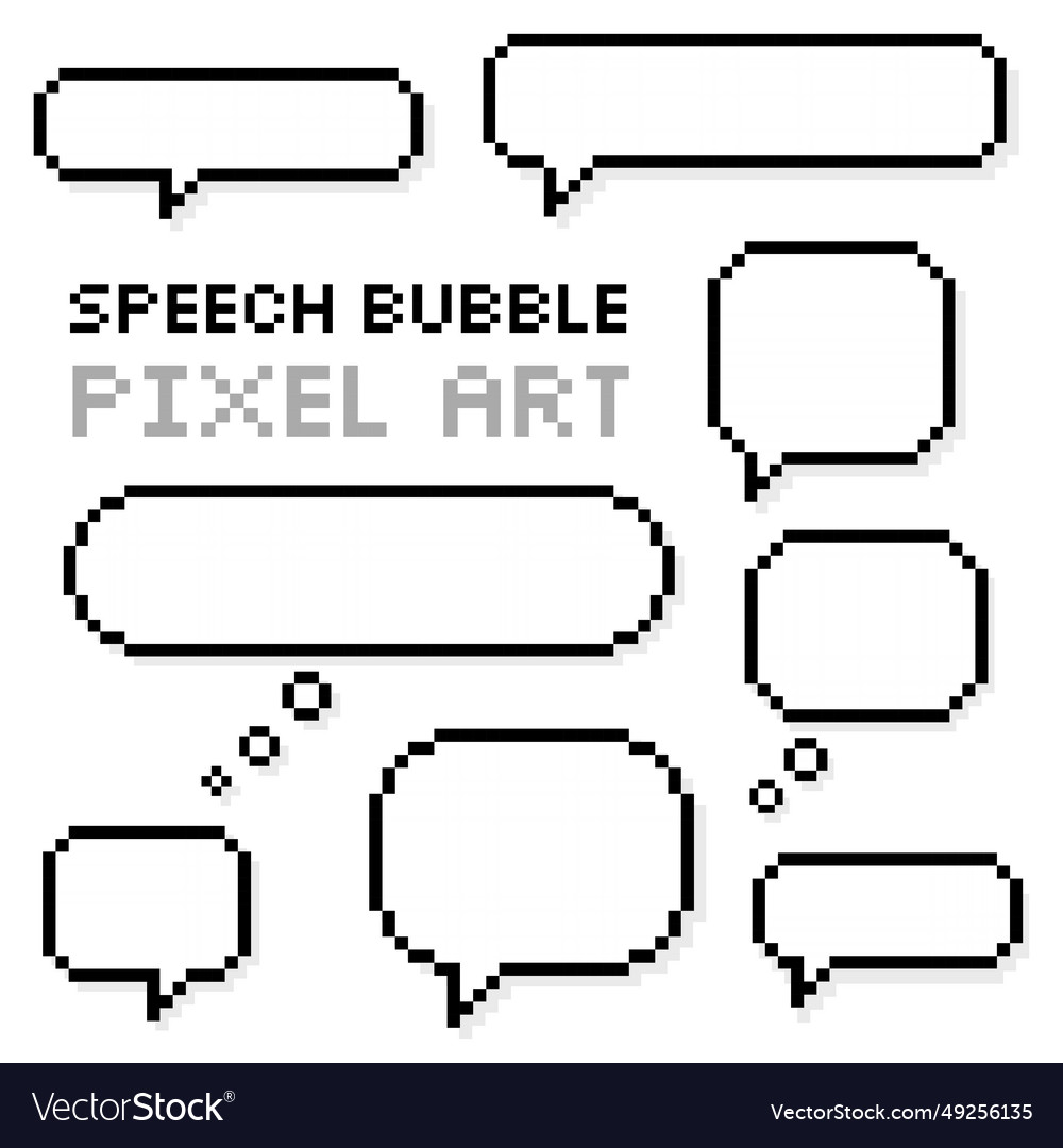 Speech bubble pixel art collection set of empty vector image Speech bubble pixel art collection set of empty