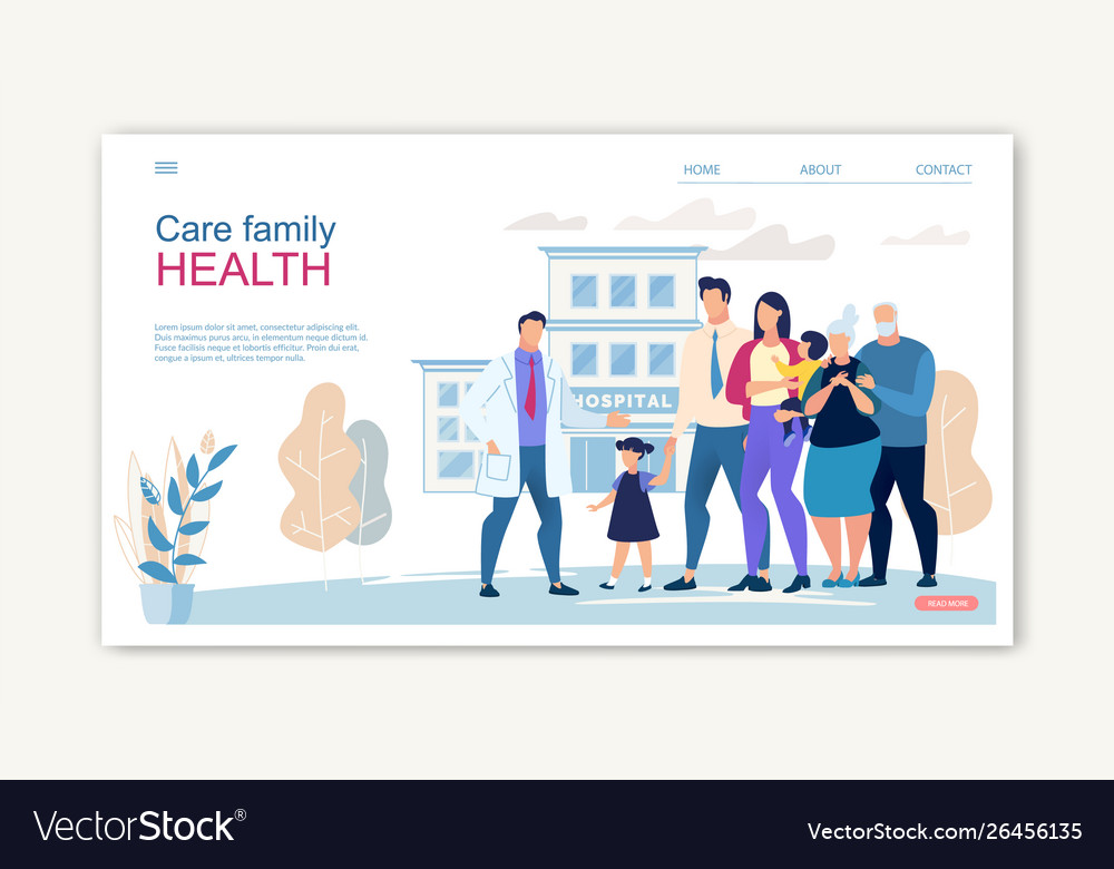 Website Banner Care Family Health Cartoon Page Vector Image