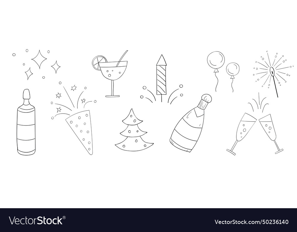 A set of new year and christmas doodle pictures