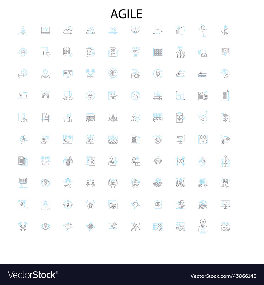 Agile icons signs outline symbols concept