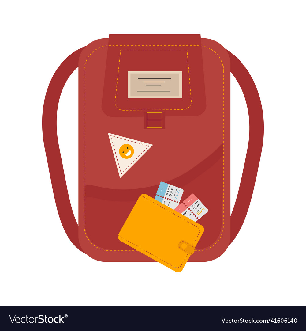 Backpack and wallet for use in website design vector image Backpack and wallet for use in website design