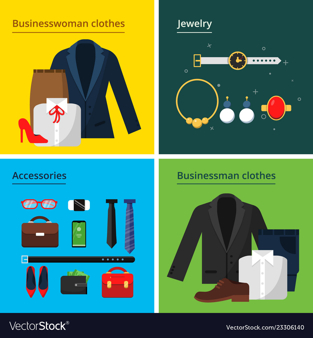 Business Clothes Male And Female Office Wardrobe Vector Image