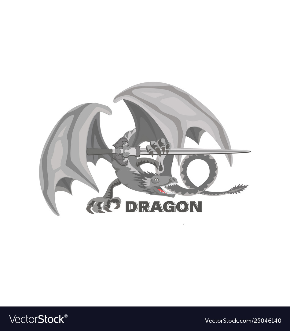 Dragon with a sword mythical animal Royalty Free Vector