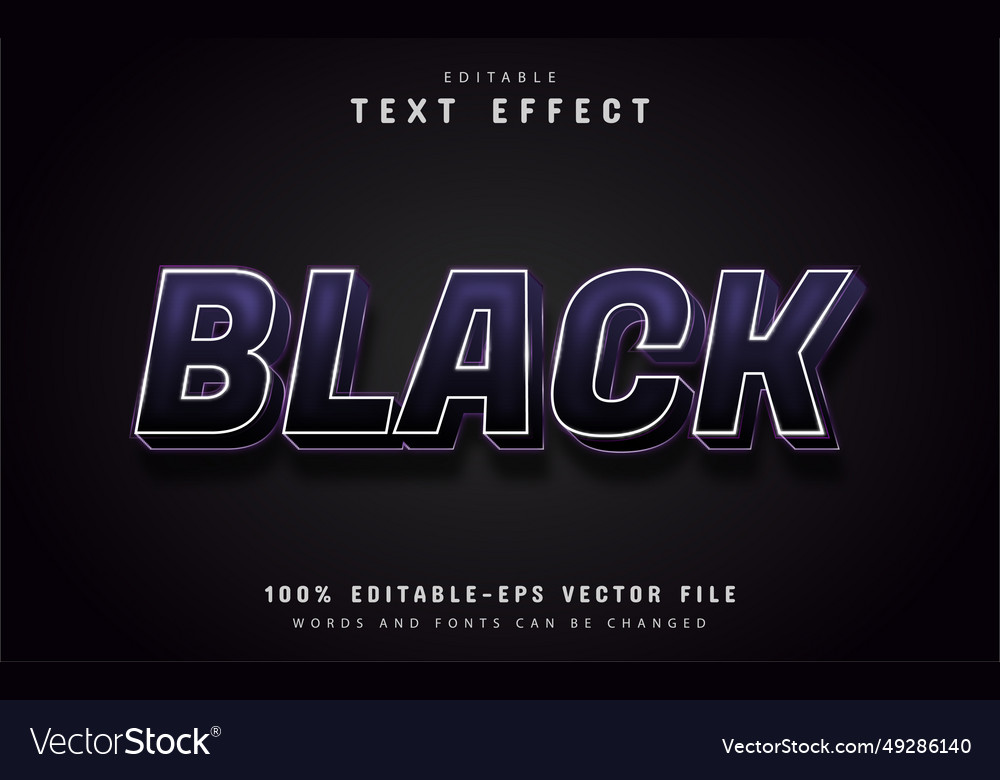 Editable black 3d text effect vector image Editable black 3d text effect