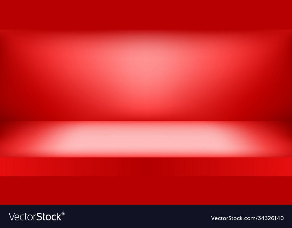 Empty red color studio room background product vector image Empty red color studio room background product