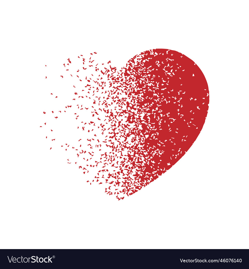 Exploding heart with grain texture Vector Image Exploding heart with grain texture