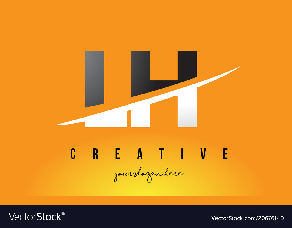 Lh l h letter modern logo design with yellow