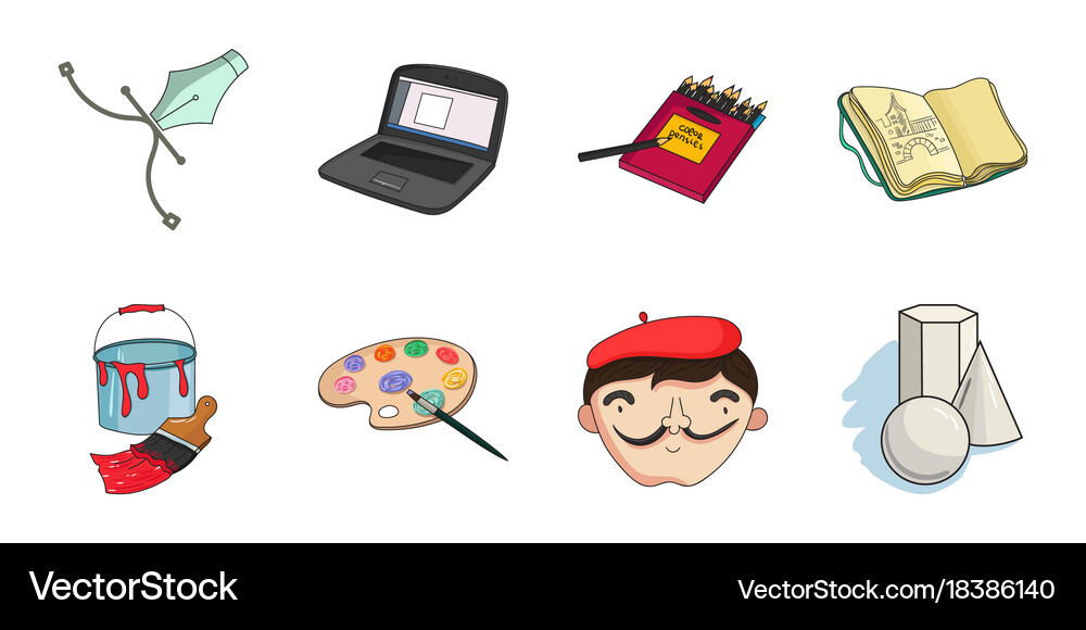 Painter and drawing icons in set collection Vector Image