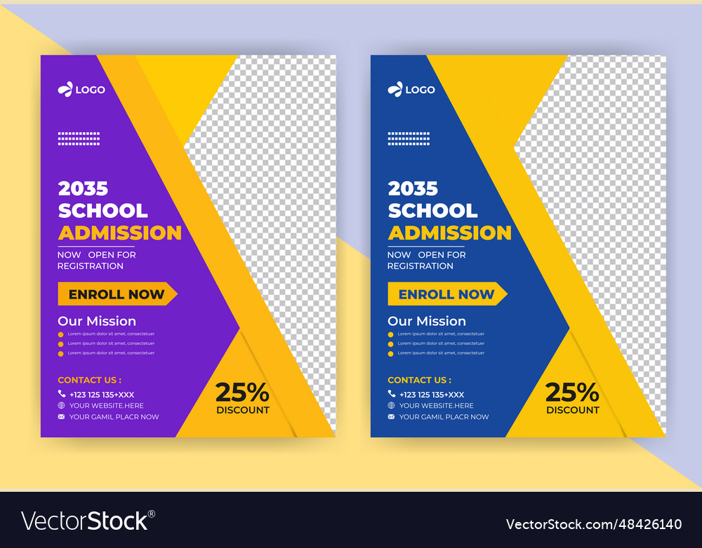 School admission flyer design kids education Vector Image