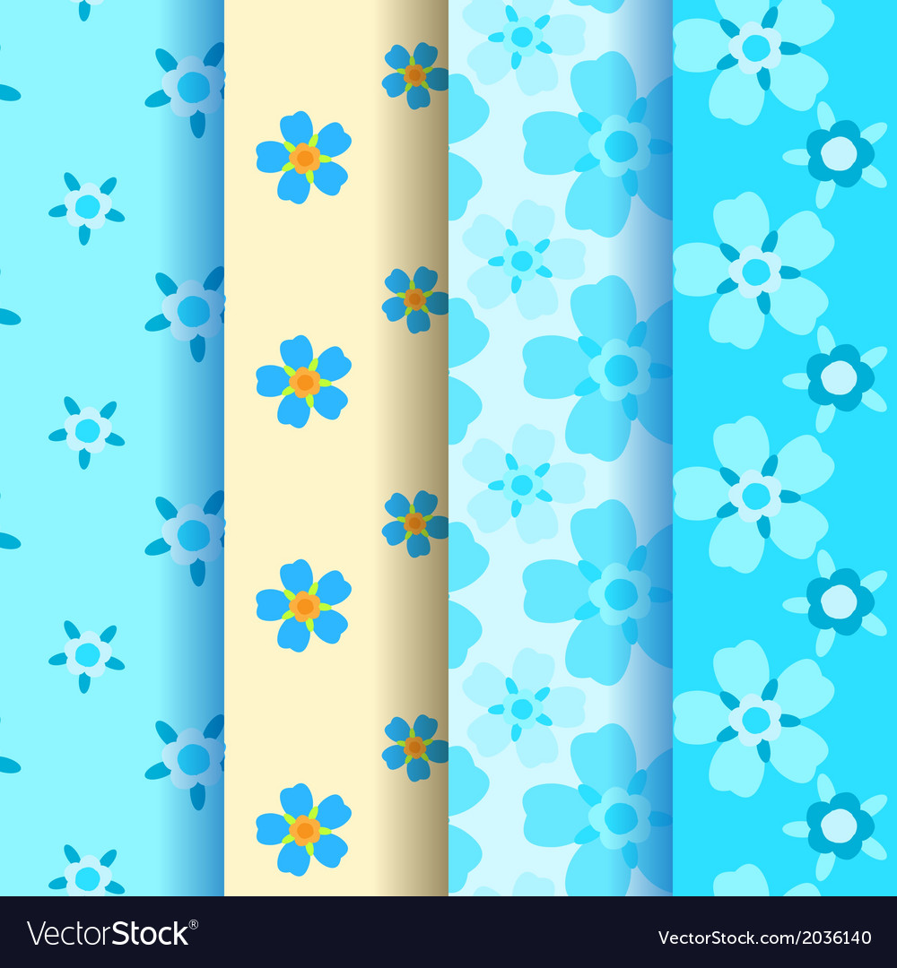 Set of 4 forget-me-not seamless pattern