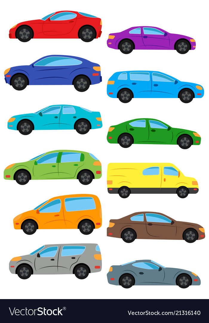 Set of multicolored car Royalty Free Vector Image