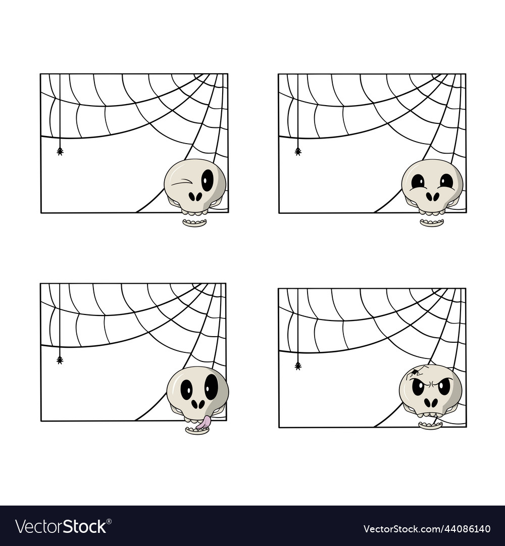 Set of square decorative frame with spider web Vector Image Set of square decorative frame with spider web