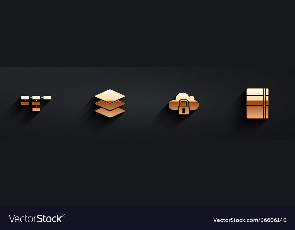 Set site map layers cloud computing lock vector image Set site map layers cloud computing lock