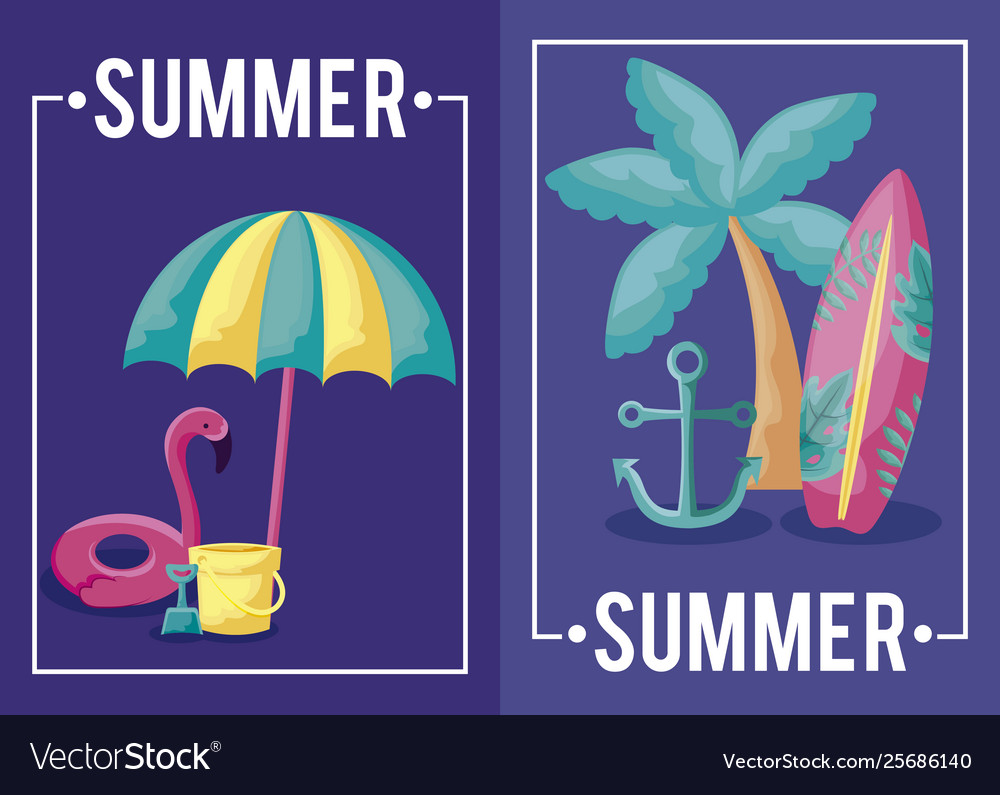 Summer holiday poster with float flemish and icons