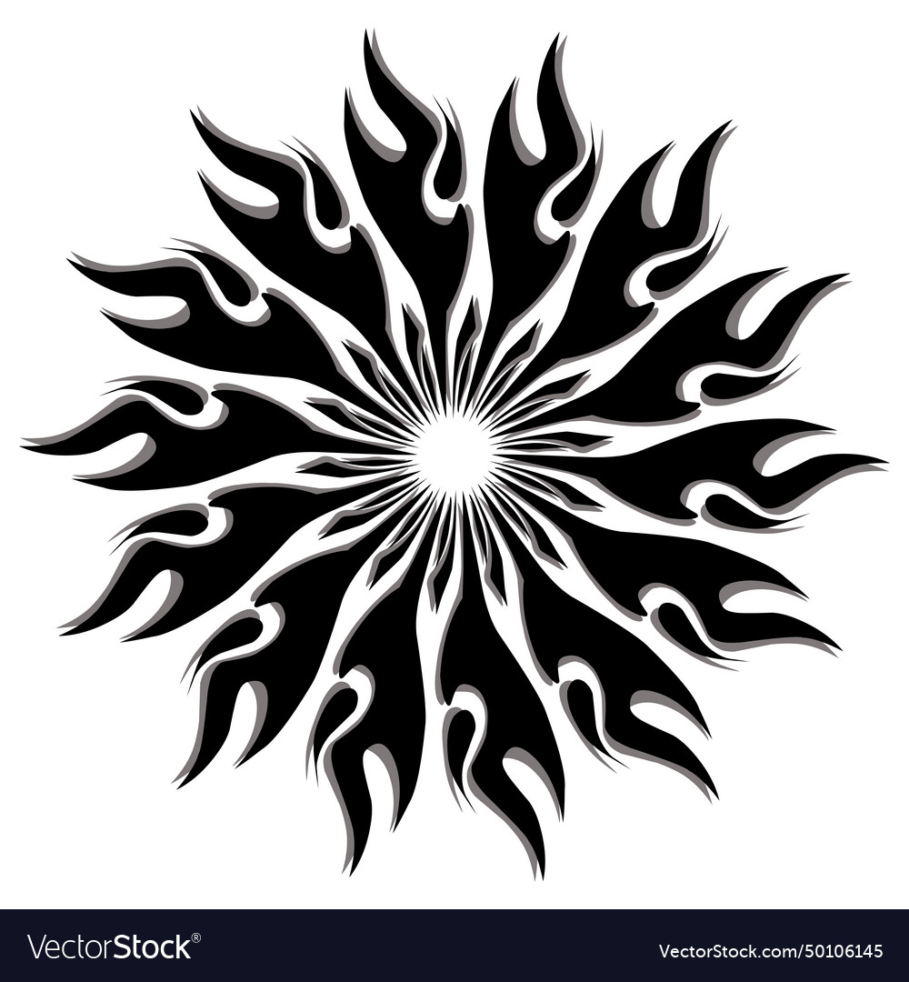 Black tribal mandala icon with shadow perfect Vector Image