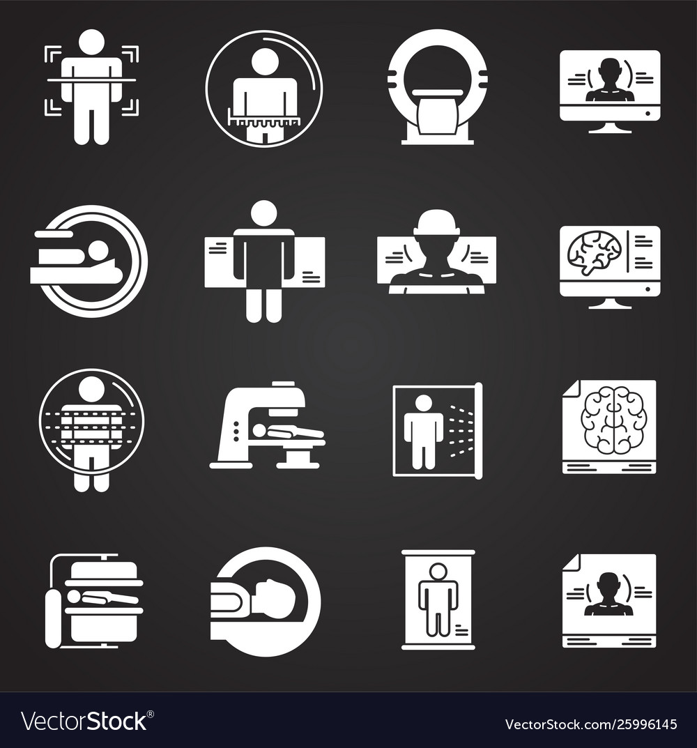Body scan related icon set on background vector image Body scan related icon set on background
