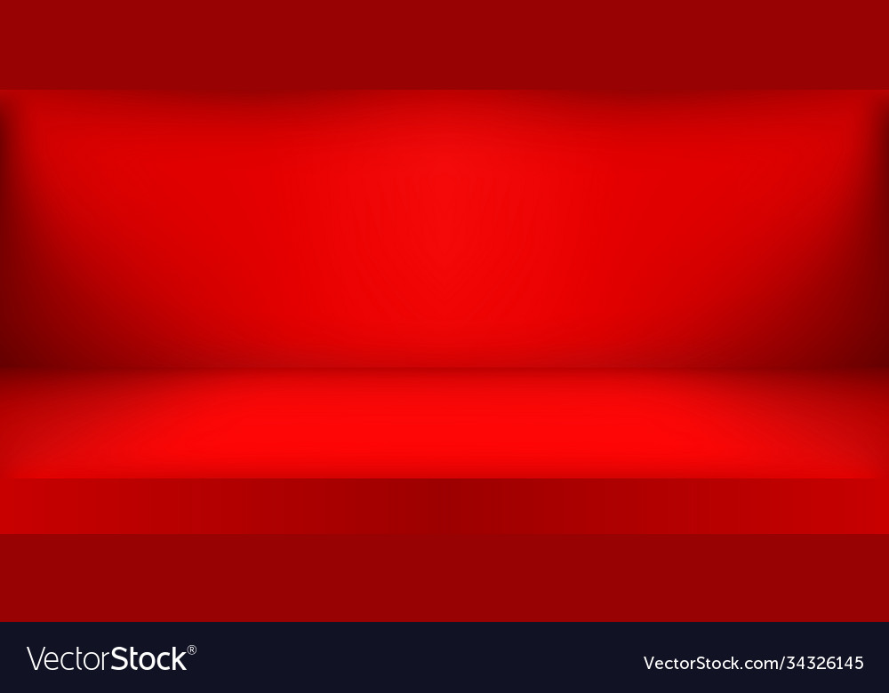 Empty red color studio room background product Vector Image Empty red color studio room background product