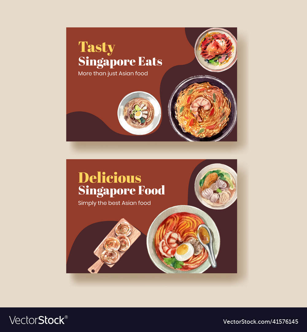 Facebook Template With Singapore Cuisine Vector Image