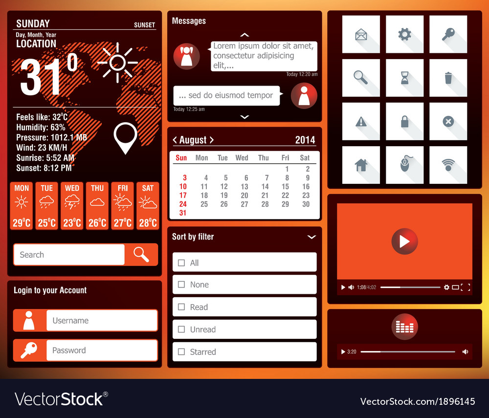 Flache Designelemente für mobile App