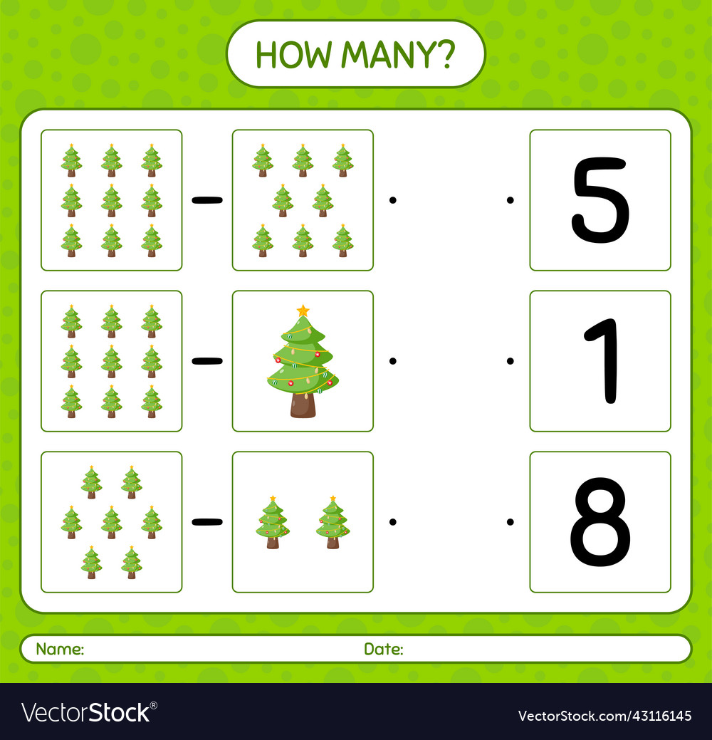 How many counting game with christmas tree vector image How many counting game with christmas tree