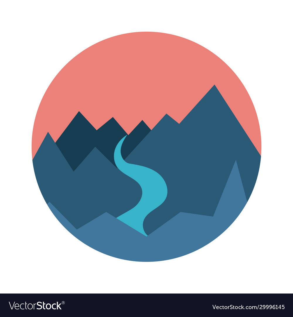 Landscape scene with mountains ans river flat Vector Image