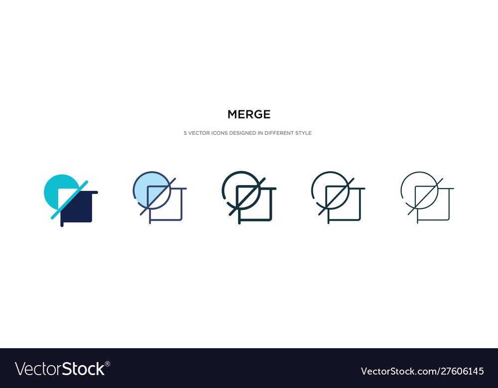 Merge icon in different style two colored vector image Merge icon in different style two colored