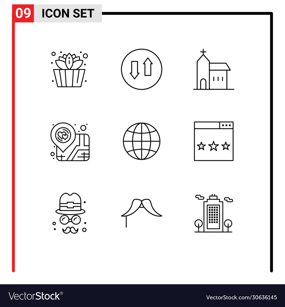 Pack 9 modern outlines signs and symbols