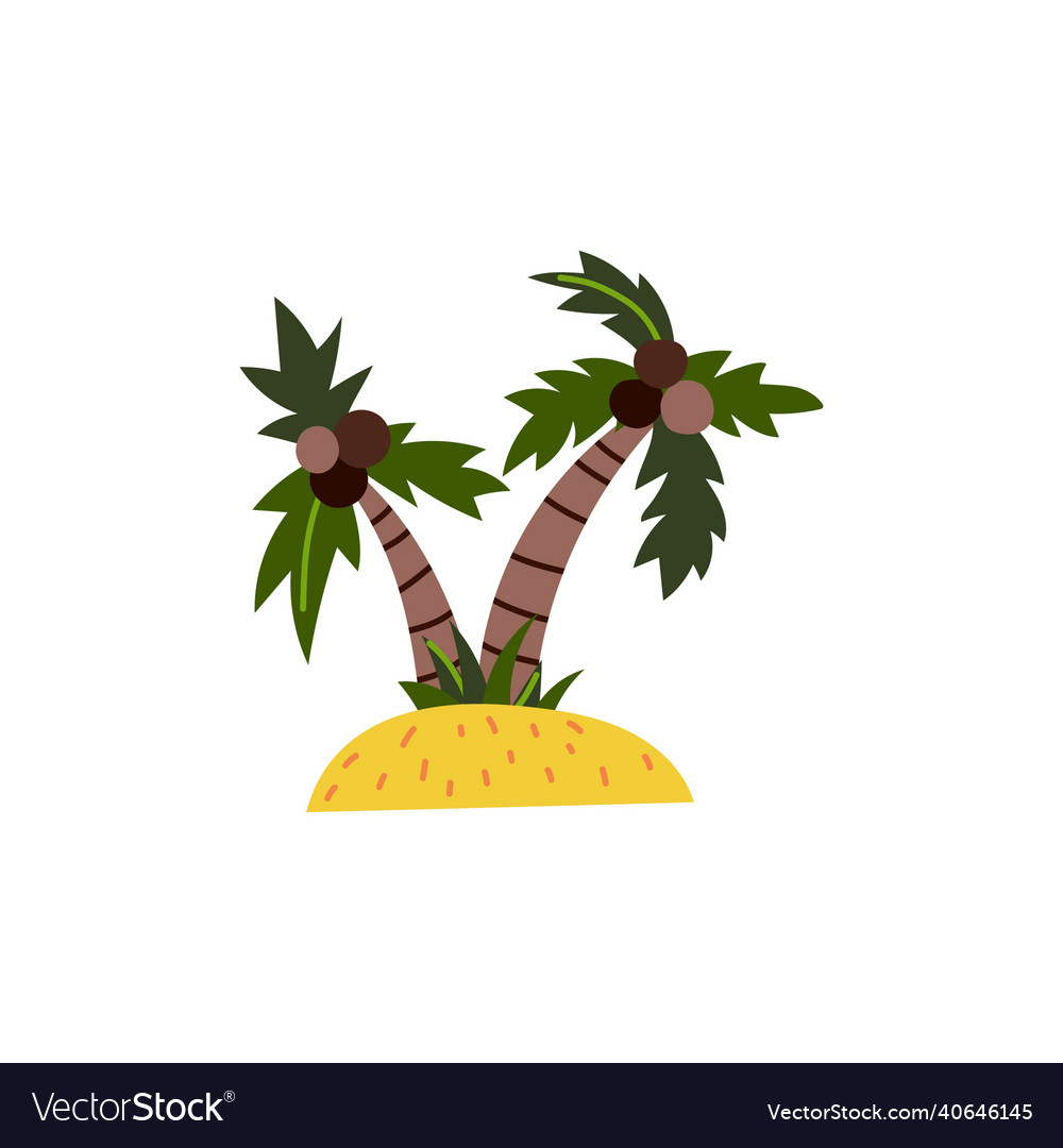 Palms with coconuts on island