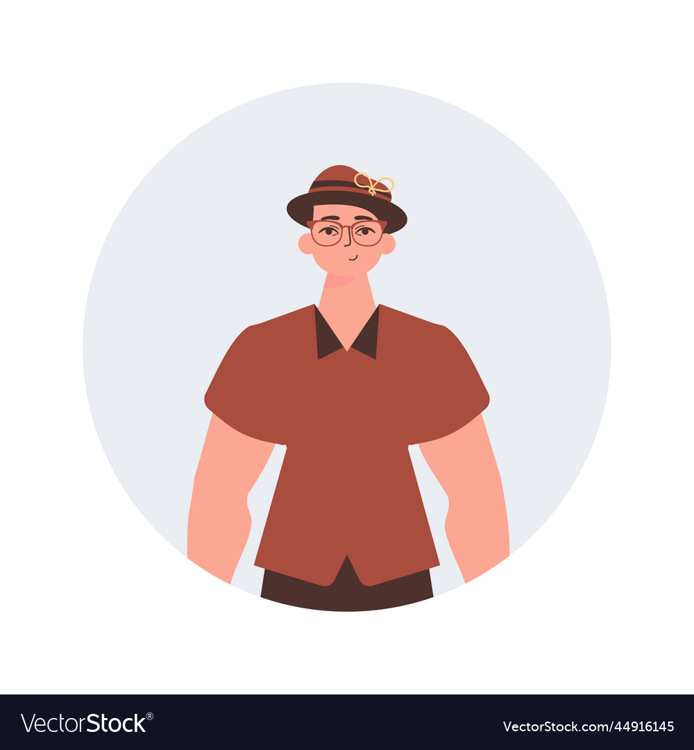 Round avatar of a man character with modern