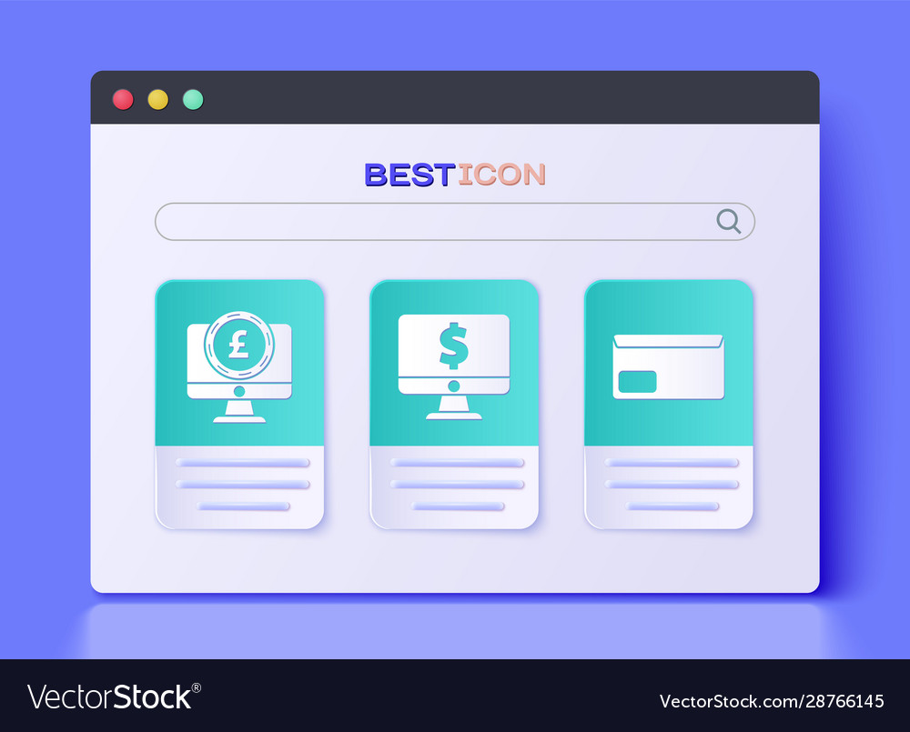 Set computer monitor with dollar symbol vector image Set computer monitor with dollar symbol
