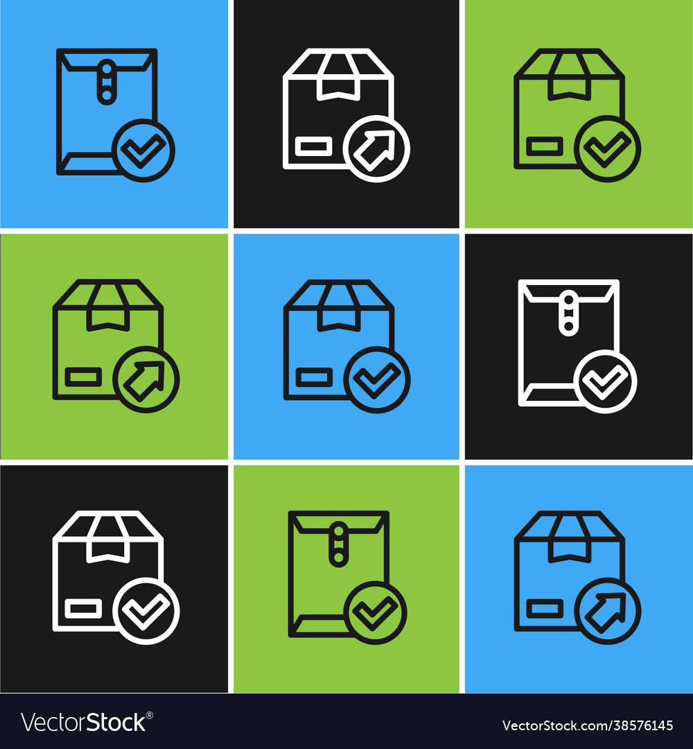 Set line envelope and check mark ackage box Vector Image Set line envelope and check mark ackage box