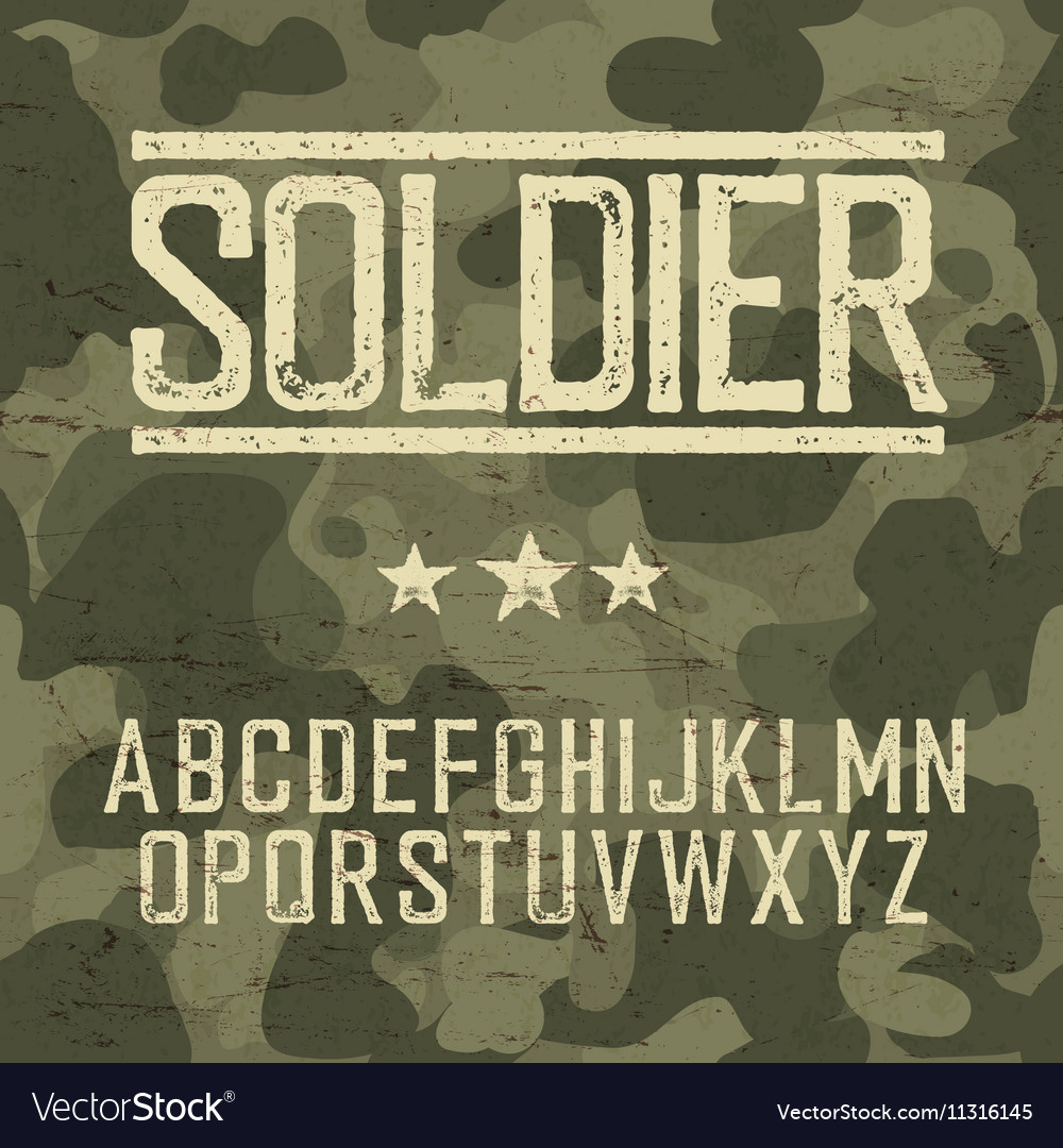 Soldier alphabet Military deisgn set Army design Vector Image