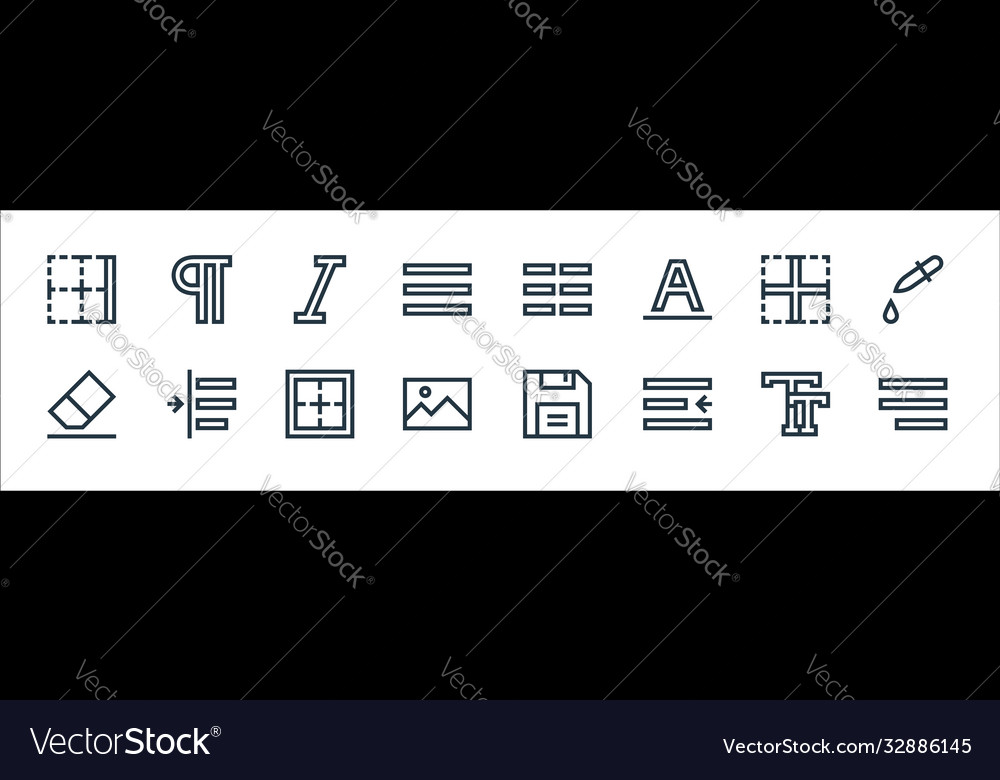Text editor line icons linear set quality vector image Text editor line icons linear set quality