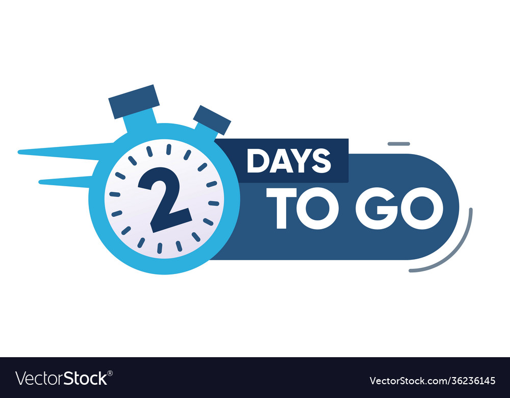 Two days left icon 2 to go Royalty Free Vector Image