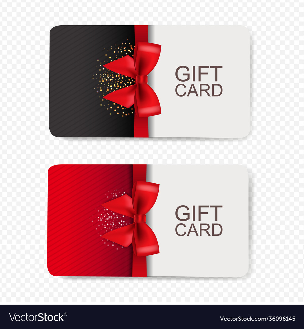 Two gift cards set isolated transparent background