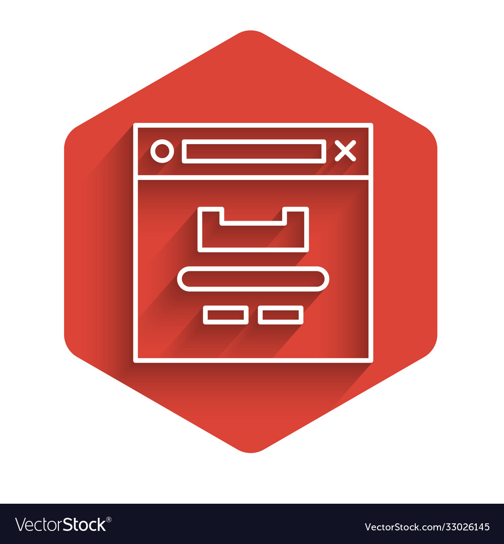 White line browser window icon isolated with long vector image White line browser window icon isolated with long