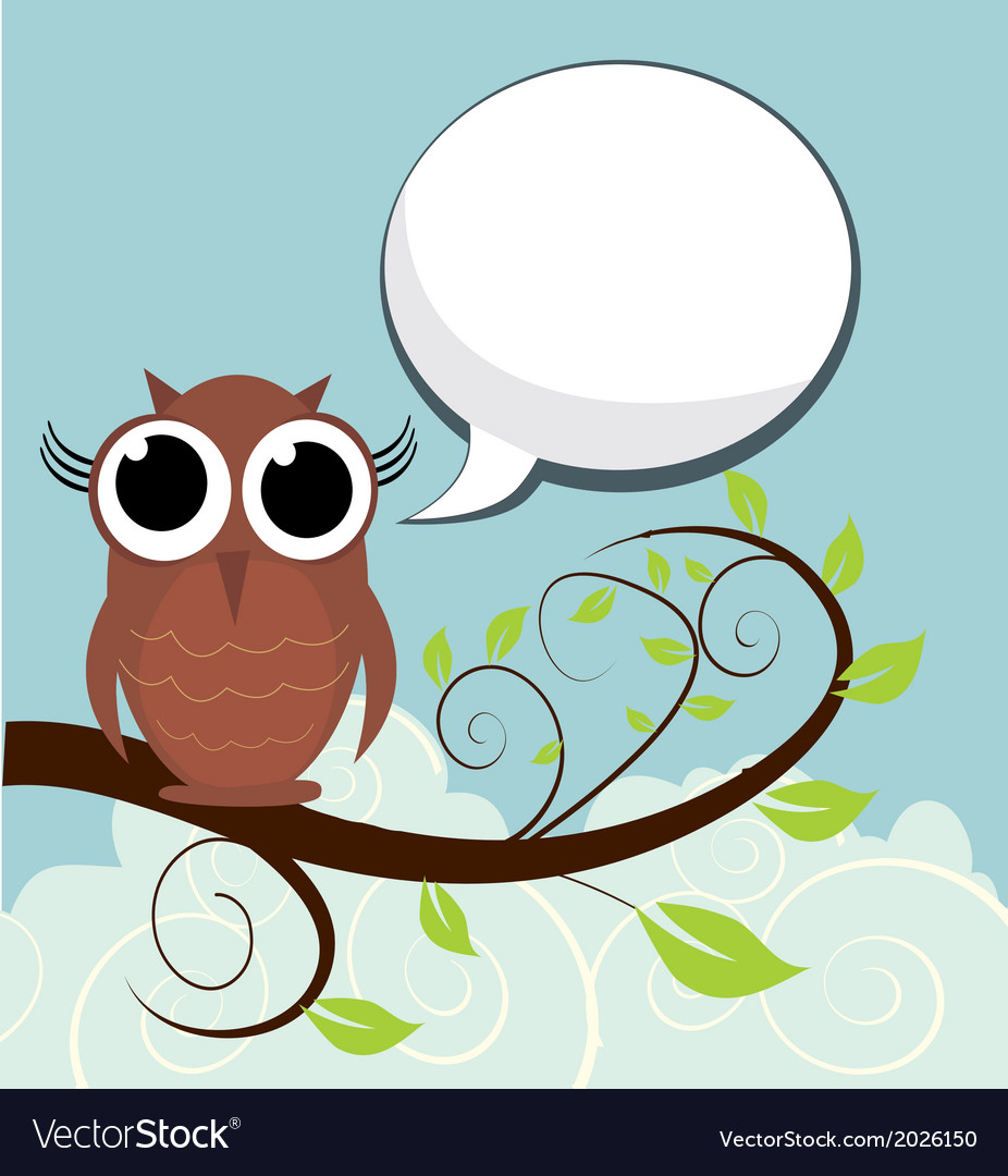 Bird on branch with speech bubble