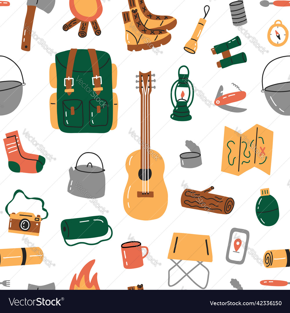 Camping seamless pattern