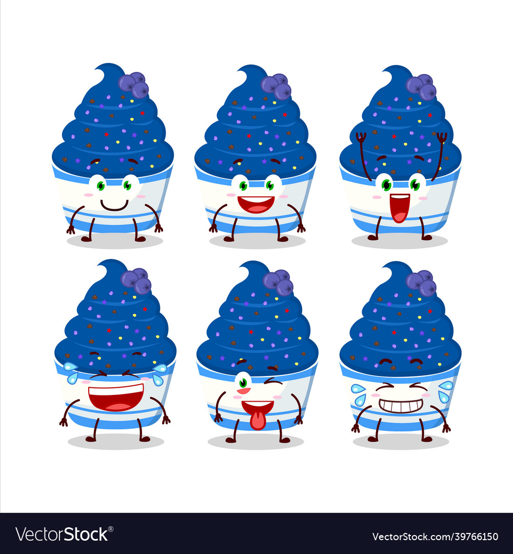 Cartoon character of ice cream blueberry cup