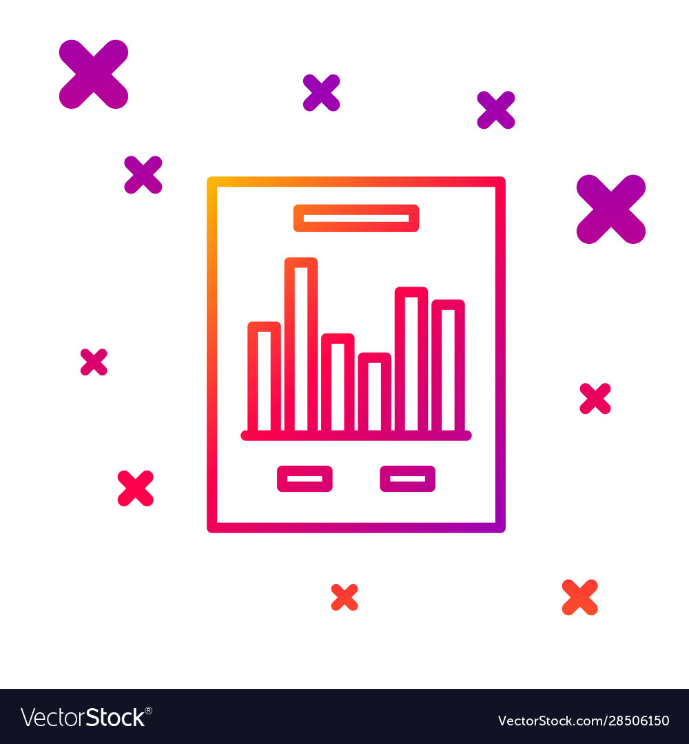 Color line document with graph chart icon isolated