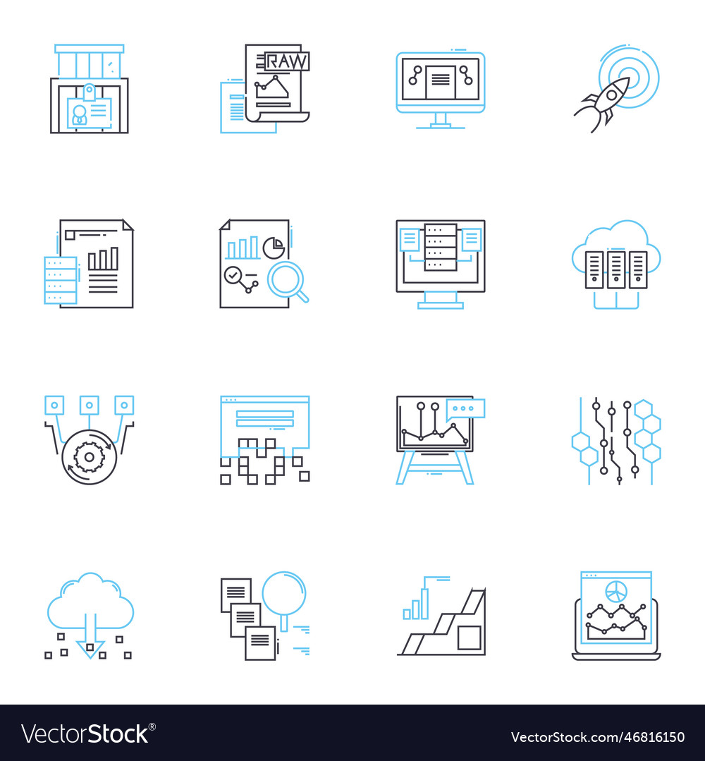 Data visualization linear icons set graphs vector image Data visualization linear icons set graphs