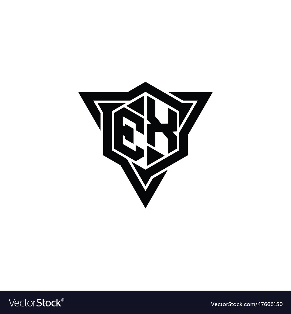 Ex logo monogram hexagon shape with triangle Vector Image Ex logo monogram hexagon shape with triangle
