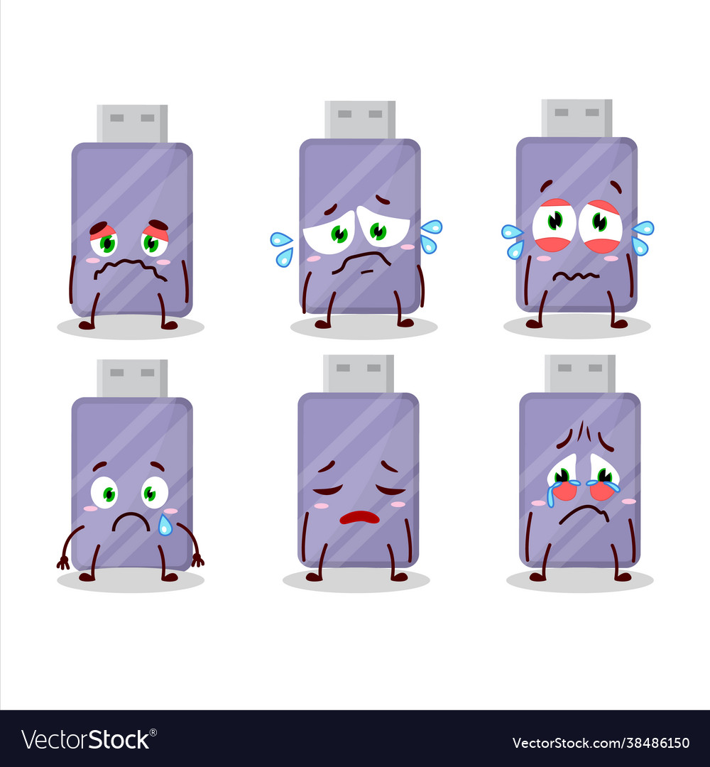 Flashdisk cartoon in character with sad expression Vector Image Flashdisk cartoon in character with sad expression