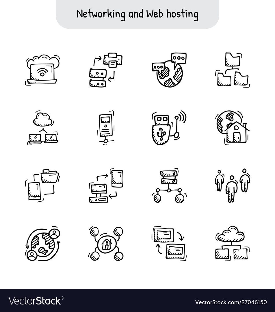 Hand Drawn Networking & Web Hosting Icons