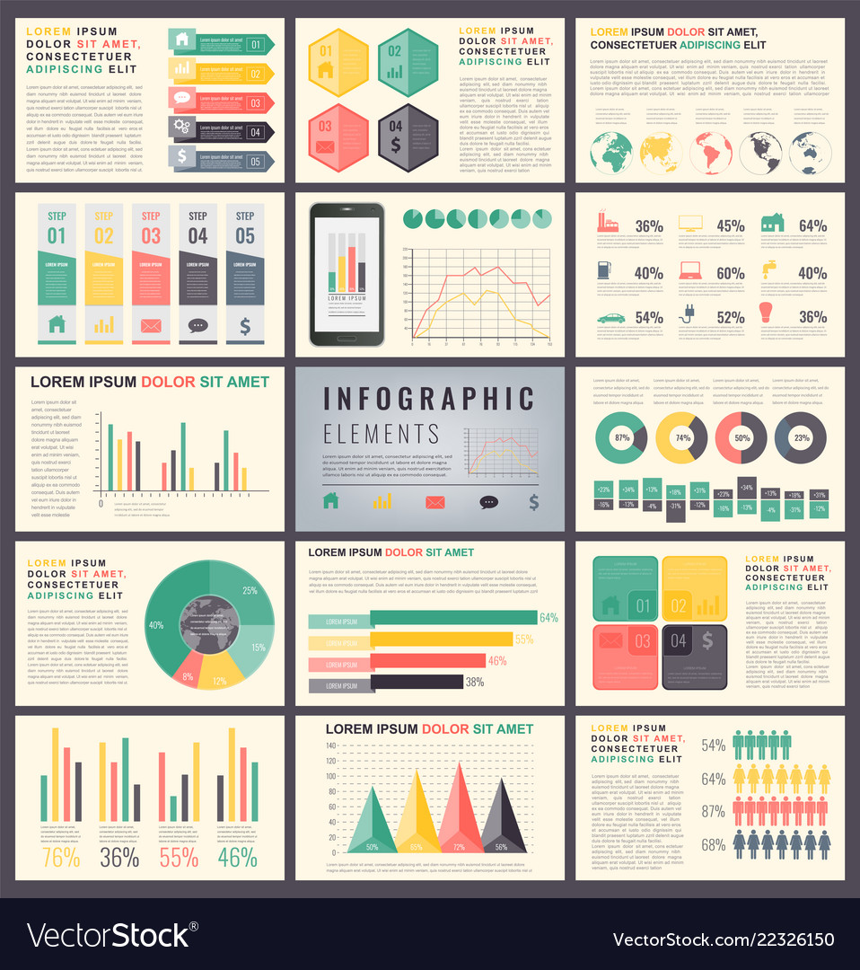 Infographic elements with world map and charts