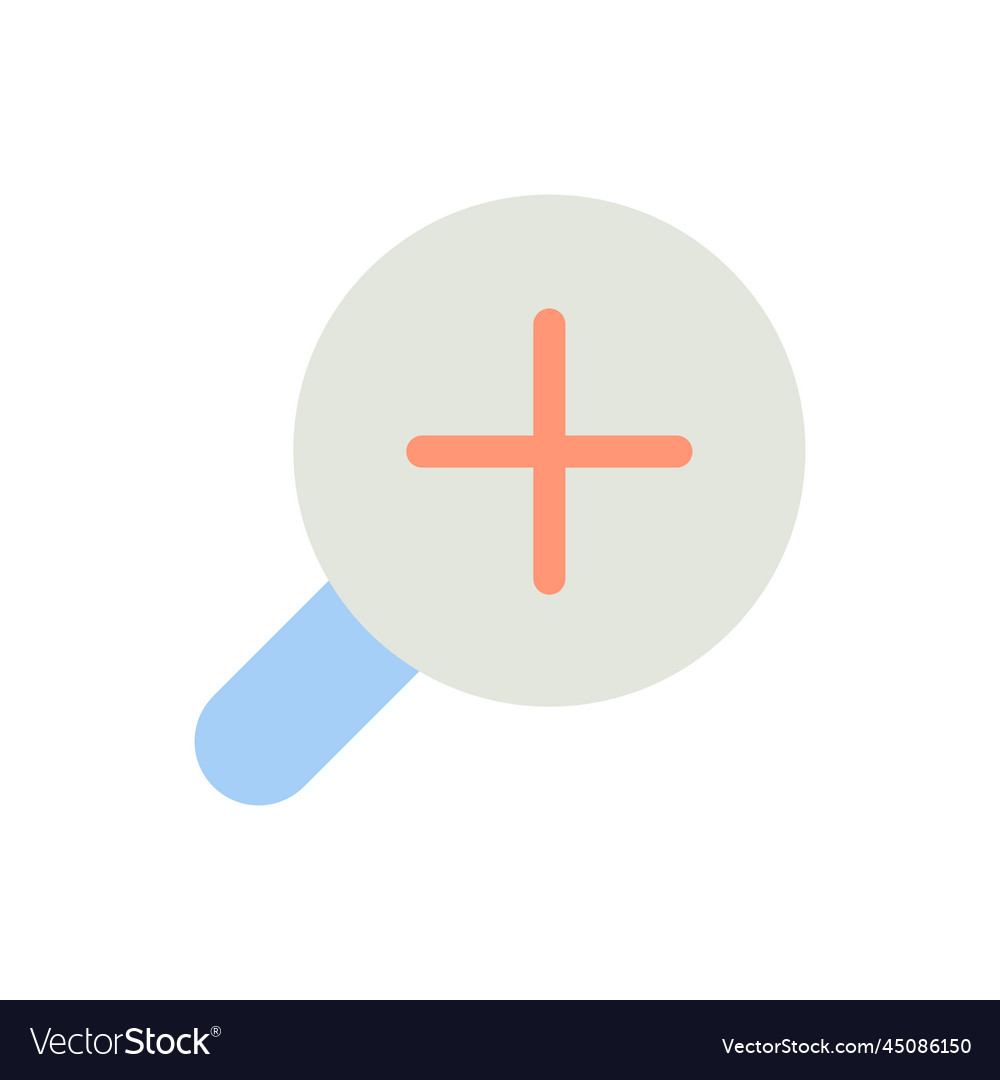 Magnifying glass with plus for map flat color ui