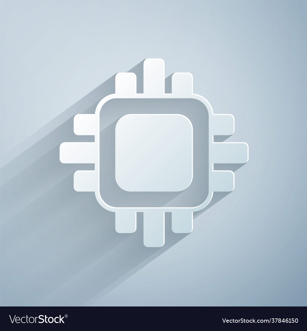 Paper cut computer processor with microcircuits vector image Paper cut computer processor with microcircuits