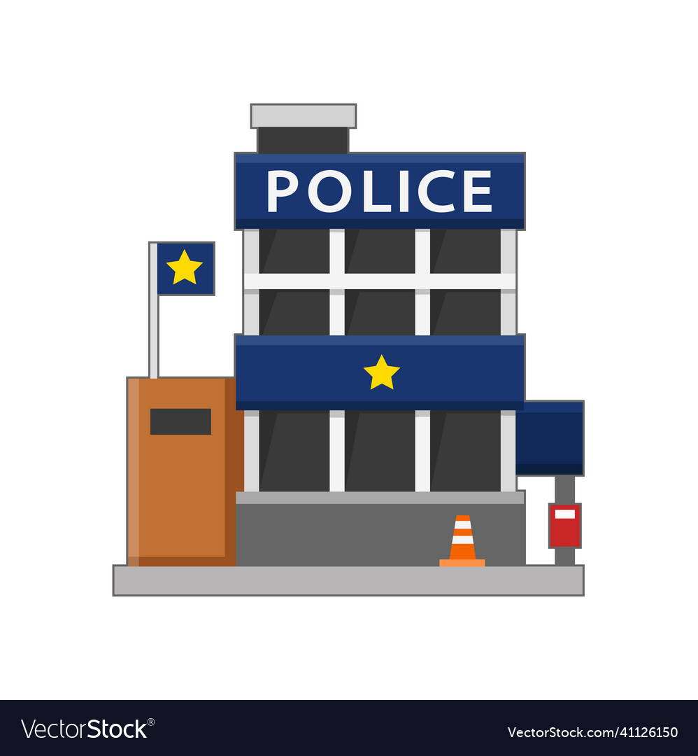 Simple police station flat icon isolated on white Vector Image