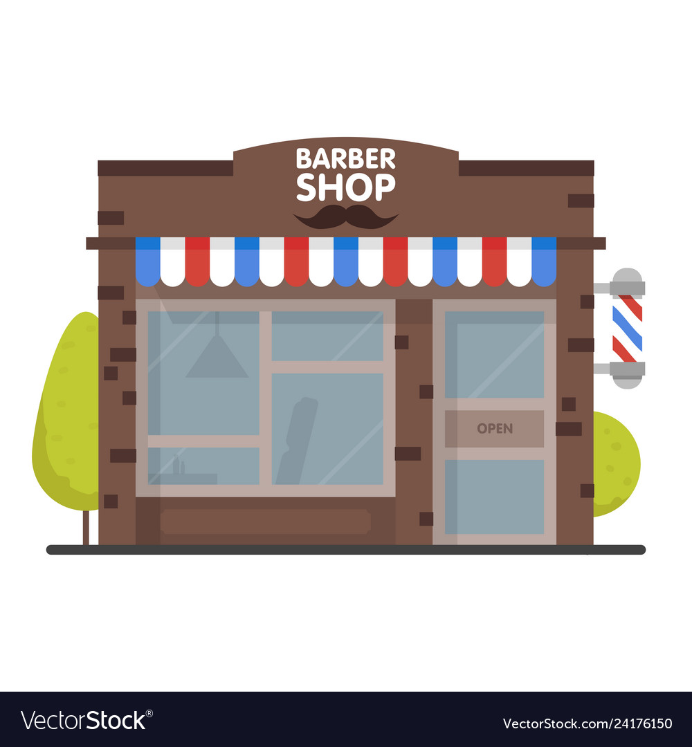 Street Building Facade Barbershop Front Shop Vector Image 7321