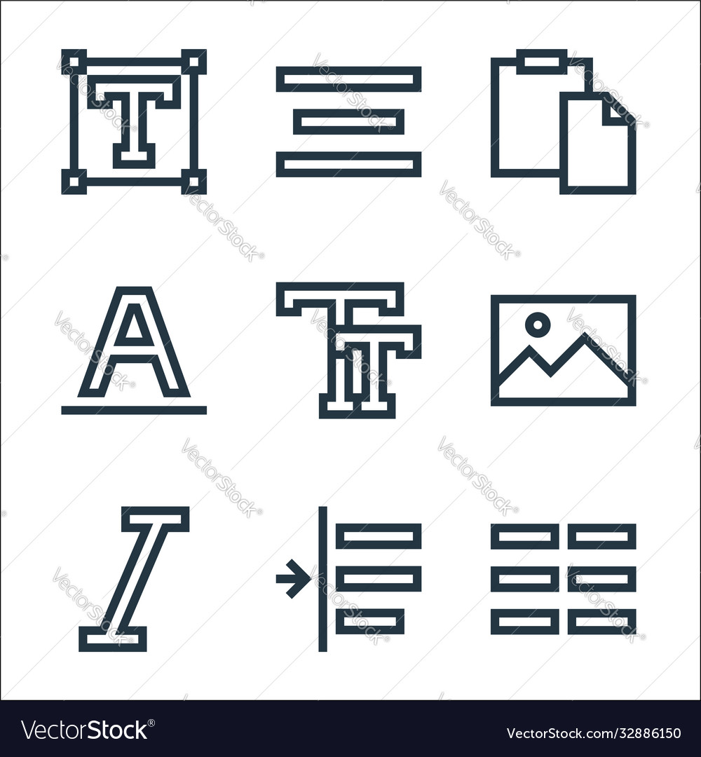 Text editor line icons linear set quality vector image Text editor line icons linear set quality